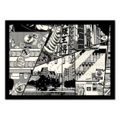 MANGA - Affiche d'art avec Cadre bois noir - 50 x 70 cm