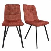 Meubletmoi Lot de 2 chaises en velours rouge et piètement
