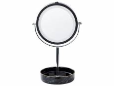 Miroir de table argenté et noir à led ø 26 cm savoie 368101