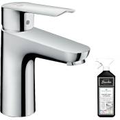 Mitigeur lavabo Hansgrohe 100 CoolStart, avec tirette et vidage chrome + nettoyant Briochin - Chromé