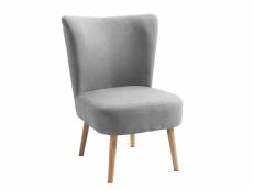 Nordlys - fauteuil de salon crapaud scandinave avec pieds bois et tissu hetre gris