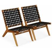 Oviala - Lot de 2 fauteuils relax en bois d'eucalyptus noir - Noir