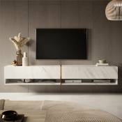 Selsey - mirrgo - Meuble tv 200 cm marbre blanc avec