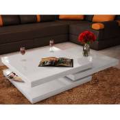Table Basse de Salon Moderne avec 3 Niveaux, Blanc laqué - Blanc