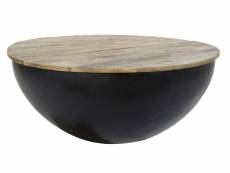 Table basse en bois de manguier et métal coloris marron / noir - diamètre 95 x hauteur 40 cm