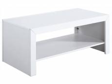 Table basse rectangulaire avec étagère en pin massif laqué blanc - longueur 110 x profondeur 55 x hauteur 45 cm