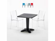 Table et 2 chaises colorées polycarbonate extérieurs grand soleil caffè Grand Soleil