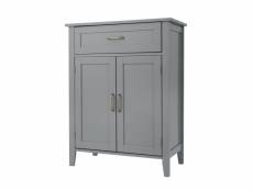 Teamson home mercer meubles de salle de bain en bois meubles de rangement au sol tiroir et étagères réglables gris ehf-f0018