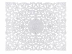 Tête de lit provençale bois sculpté peint blanc flaria 180