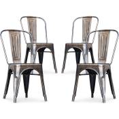 Tolix Style - Lot de 4 chaises de salle à manger -