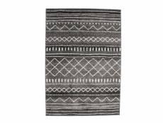 Venise - tapis toucher laineux imprimé motifs ethniques noir 133x190