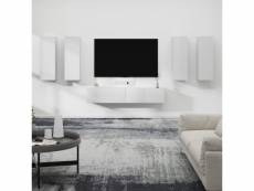 Vidaxl ensemble de meubles tv 6 pcs blanc brillant