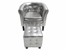 Vidaxl fauteuil avec repose-pied argenté similicuir 60709