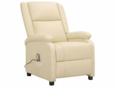 Vidaxl fauteuil de massage inclinable crème cuir véritable