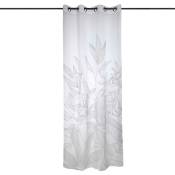 Voilage à oeillets Japandi Blanc motif gris 140 x 260 cm