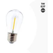 Ampoule LED E27 S14 Transparente 1W - Blanc Chaud