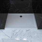 Aurlane - Receveur de douche a poser rectangle extra plat en acrylique renforcee blanc - finition pierre