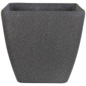 Beliani - Cache-Pot Gris Foncé Cube en Pierre et Polyrésine 34 cm Pot de Fleurs au Design Moderne Idéal pour Extérieur et Intérieur