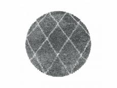 Berbere - tapis rond de style berbère - gris et blanc 160 x 160 cm ALVOR1601603401GREY