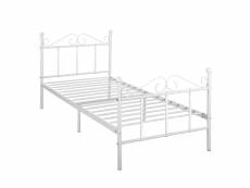 Cadre de lit simple en métal robuste pour enfants ou adultes blanc