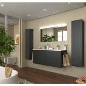 Caesaroo - Meuble de salle de bain suspendu 120 cm Ulisse en bois Noir mat avec lavabo en porcelaine Standard - 120 cm