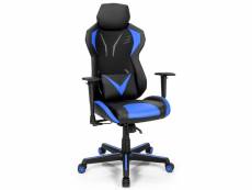 Chaise gamer fauteuil de gaming ergonomique à roulettes pivotante avec support de colonne vertébrale 3d noir + bleu