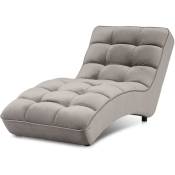 Chaise longue d'intérieur design tissu gris capitonné