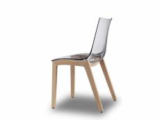 Chaise transparente design avec pieds bois - natural zebra