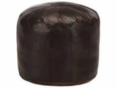 Chic meubles ensemble dodoma pouf 40 x 35 cm marron foncé cuir véritable de chèvre