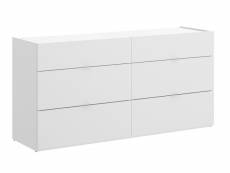 Commode meuble de rangement 6 tiroirs coloris blanc - longueur 120 x profondeur 39 x hauteur 62 cm