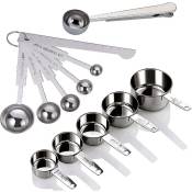 Crea - Measuring Cups And Measuring Spoons Set 12 Pieces Stainless Steel Measuring Cups
