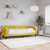 Design In - Lit de jour avec matelas Lit adulte Canapé Confortable jaune 80x200 cm velours vidaXL