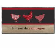 Doulito - Tapis antidérapant - 57 x 115 cm - Poules Rouge - Rouge