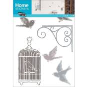 Draeger - Sticker mural cages et oiseaux stylisés