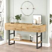 [en.casa] - Table console Lappeenranta 76 x 139 x 43 cm effet chêne rustique / noir