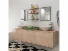 Ensemble meuble de salle de bain avec vasques et miroirs 180 x 45 x 45 cm 272234