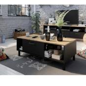 Ensemble Meuble TV+Table basse oxford - Style industriel - Mélaminé chene noir - Table Basse: L110xP55xH40 - Meuble Tv: L159x…