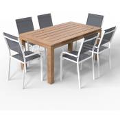 Ensemble Table de jardin Stella 160cm + 6 Chaises Palawan Blanc - Blanc