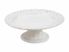Gâteau présentoir en porcelaine blanche shabby l21xpr21xh7.5 cm