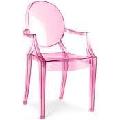 Ghost Style - Chaise de salle à manger transparente - Design avec accoudoirs - Louis xiv Rose transparent - pc, Plastique - Rose transparent