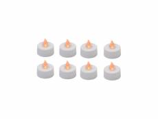 Grundig lot de 8 bougies chauffe-plat a piles avec flamme led vacillante - 3,7x3,7x3,7 cm - blanc