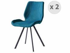 Halifax - chaise vintage tissu bleu pieds noir brossé (x2)