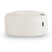 Happers - Pouf Rond Similicuir Outdoor Blanc blanc