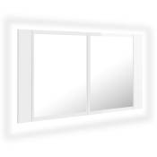 Helloshop26 - Armoire à miroir de bain à led 80 x 12 x 45 cm acrylique blanc brillant - Blanc