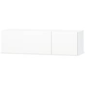 Helloshop26 - Meuble télé buffet tv télévision design pratique aggloméré 120 cm blanc brillant - Blanc