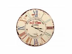Horloge ancienne métal old town clocks 58cm - blanc - décoration d'autrefois