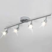 Kit d'éclairage sur rail à 4 ampoules led modernes, luminaire encastré mural / plafonnier, tête d'éclairage rotative flexible en chrome pour studio