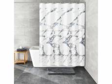 Kleine wolke rideau de douche marble 180x200 cm blanc et gris