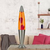 Lampe à Lave Jenny argentée au design vintage en style rétro avec cire rouge et liquide jaune G9 H:42 cm - Rouge, orange, argent - rouge, orange,