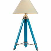 Lampe tripod vintage en bois Bleu - Tissu, Aluminium, Palissandre, Acier inoxydable, Tissu, Bois - Bleu